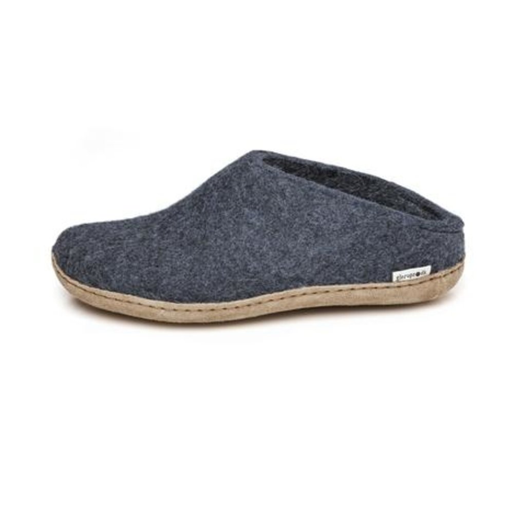 Glerups Open Heel -Denim Coloured with Leather Sole