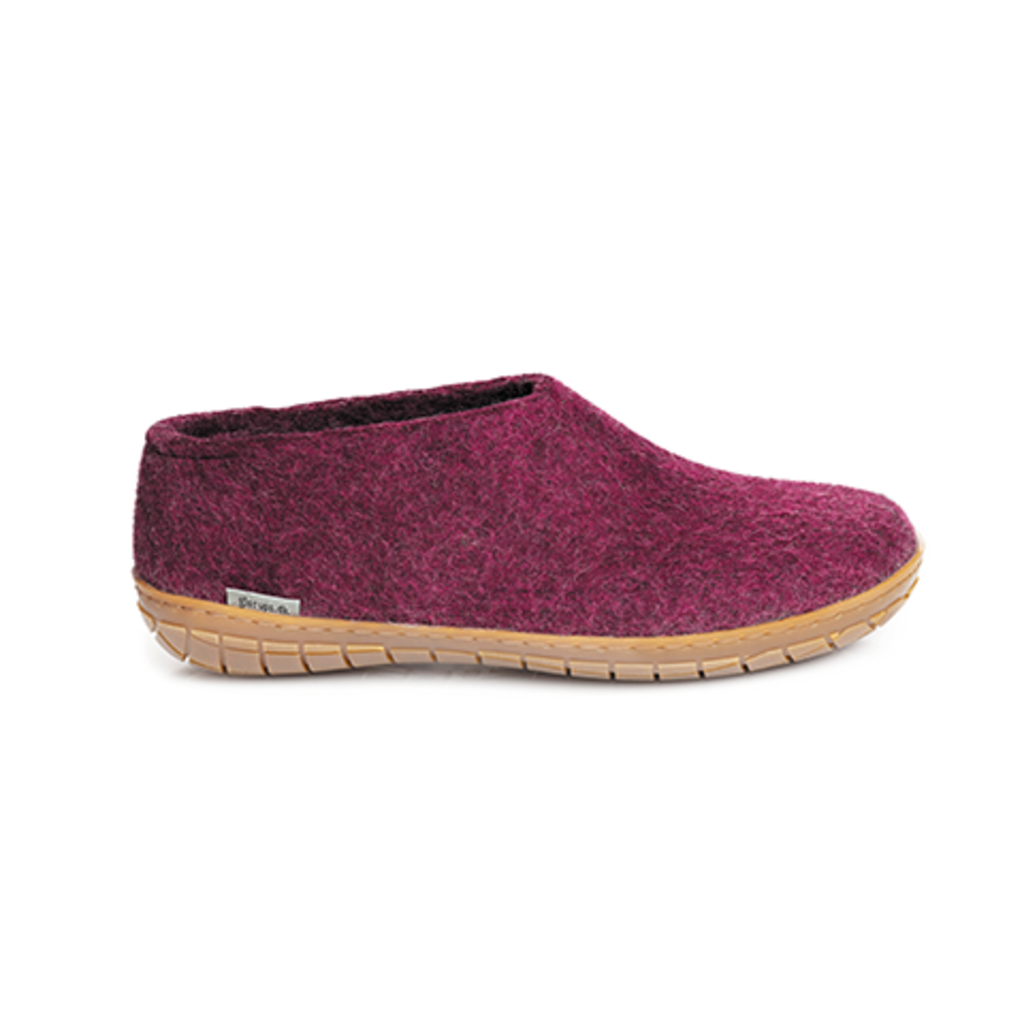 Glerups Shoe - Cranberry Coloured with Rubber Sole