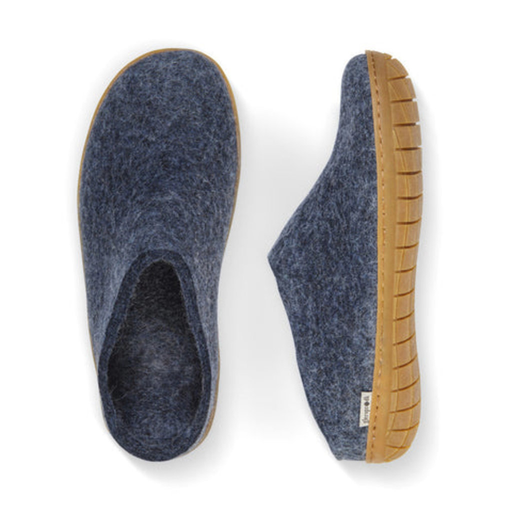 Glerups Open Heel - Denim Coloured with Rubber Sole