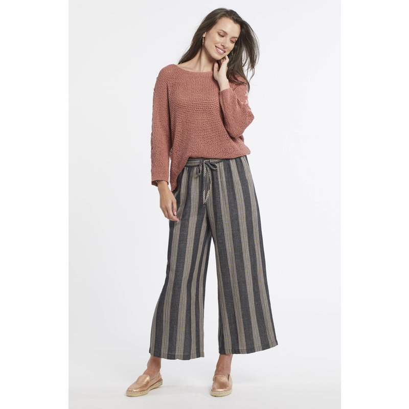 Tribal Pull On Crop Pant With Elastic Waist Band