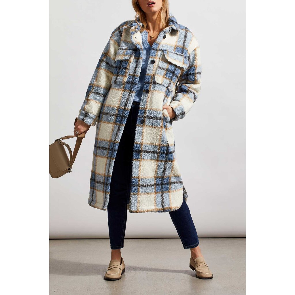 Long plaid sherpa coat Clearance