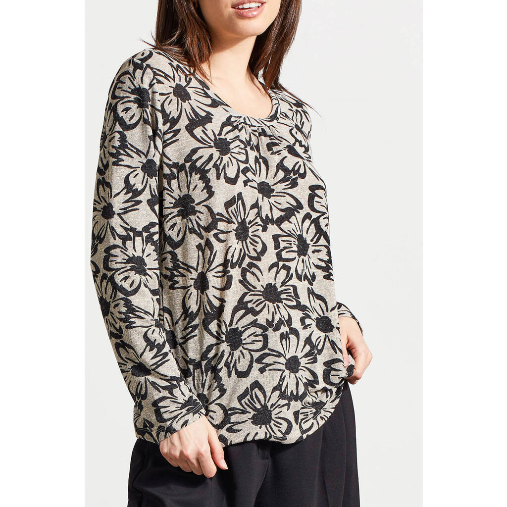 Tribal L/S U Neck Top w shirring 1873o-8001-0002