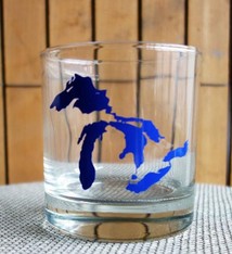 Tabletop City Bird Great Lakes Rocks Glass (Dark Blue)