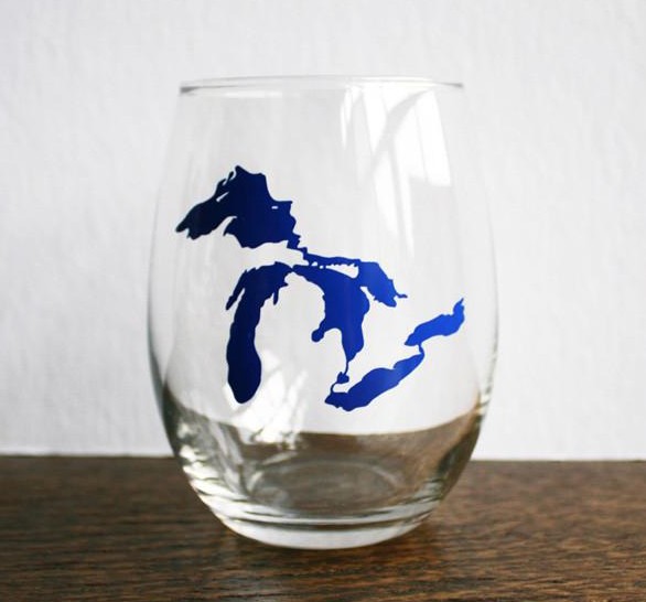 Tabletop City Bird Great Lakes Wine Glass (Dark Blue)