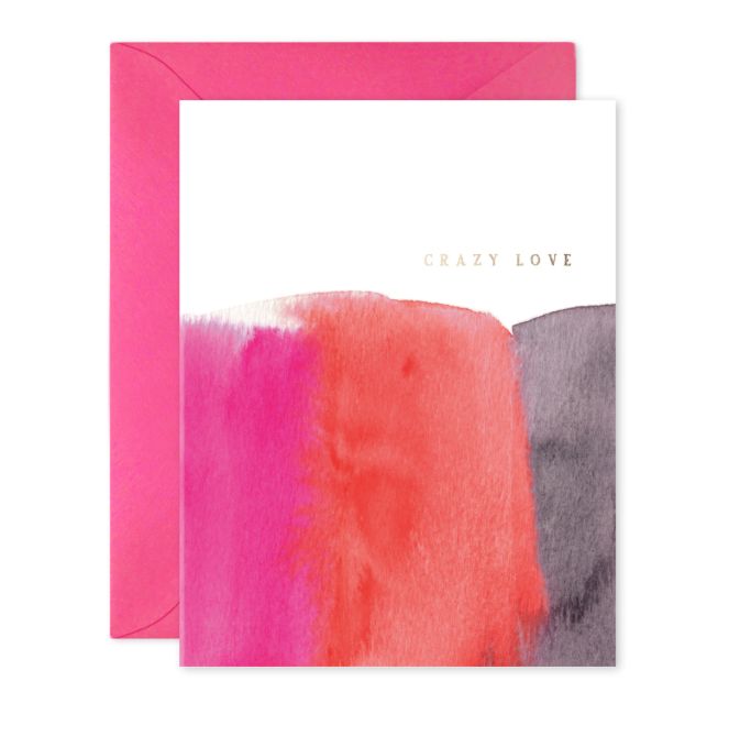 Books/Stationery E. Frances Anniversary Card "Crazy Love" <br />
<br />
Each E. Frances card begins as an original watercolor painting, is then printed in brilliant color on luxe, heavyweight paper and is finally kissed with gold foil.