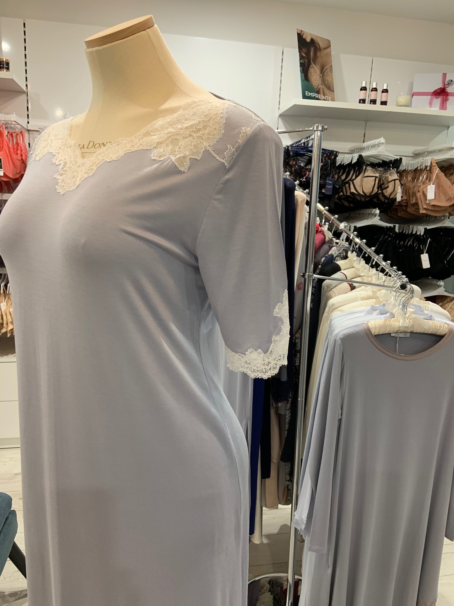 Annette Annette Manica A Gomito Long Dress Elbow Sleeve Ice/Panna 1837