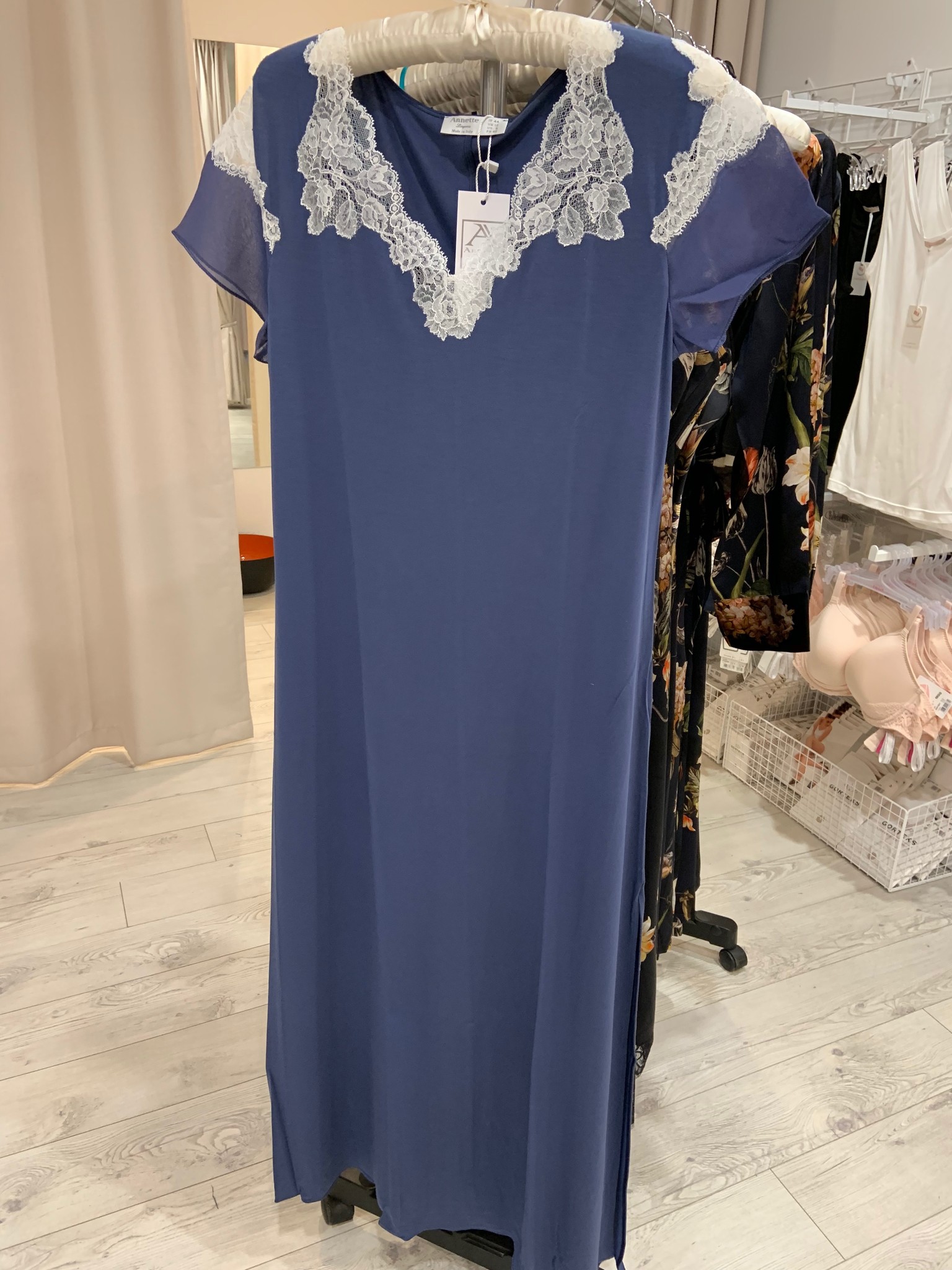 Annette Annette Canotta Maglia Short Sleeve Long Dress 1813 Blue/Panna