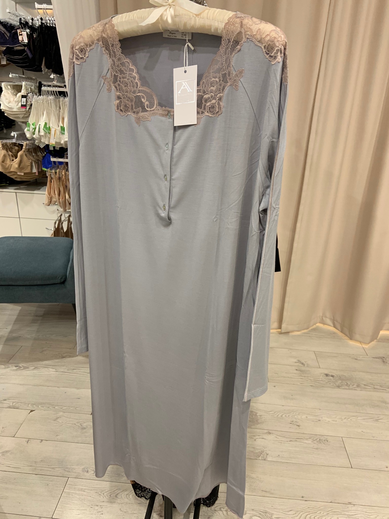 Annette Annette Camicia Maglia Long Sleeve Short Dress 2045 Cielo/Caramello