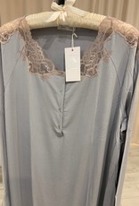 Annette Annette Camicia Maglia Long Sleeve Short Dress 2045 Cielo/Caramello