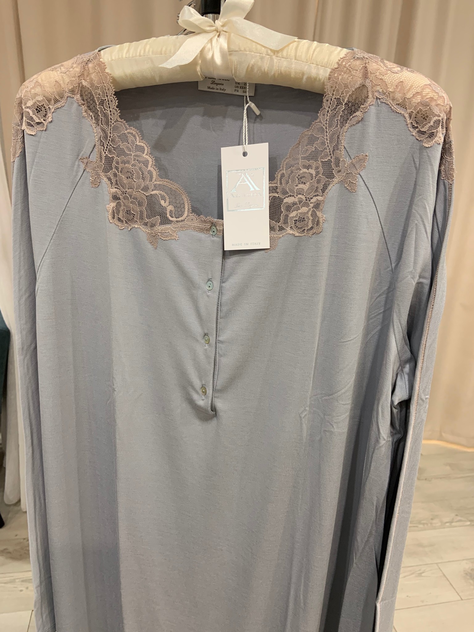 Annette Annette Camicia Maglia Long Sleeve Short Dress 2045 Cielo/Caramello