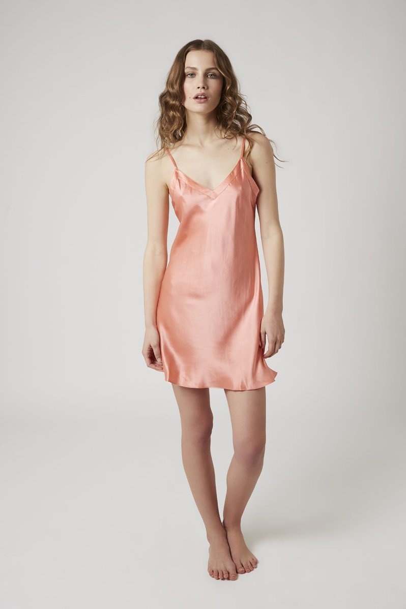 Ginia Ginia Silk V Neck Chemise Camellia 9616