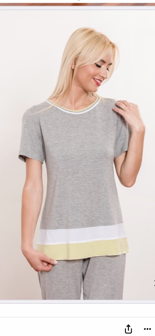 Annette Annette Short Sleeve PJ Grigio/Lime 2270