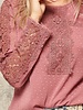 Swiss Dot Lace-Trimmed Blouse