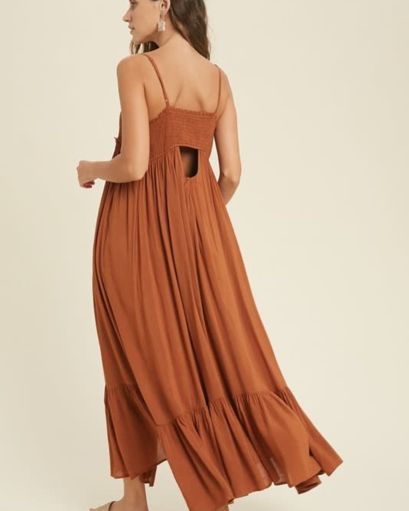 Cimone Smocked Maxi Dress | Rust