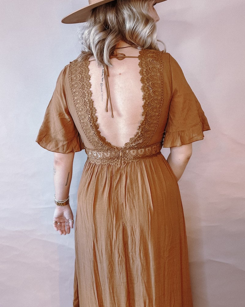 Cara Crochet Maxi Dress | Rust
