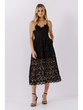 Natalie Lace Cami Midi Dress | Black