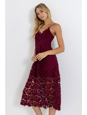 Natalie Lace Cami Midi Dress | Burgundy