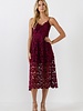 Natalie Lace Cami Midi Dress | Burgundy