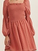 Swiss Dot Chiffon Mini Dress | Terracotta