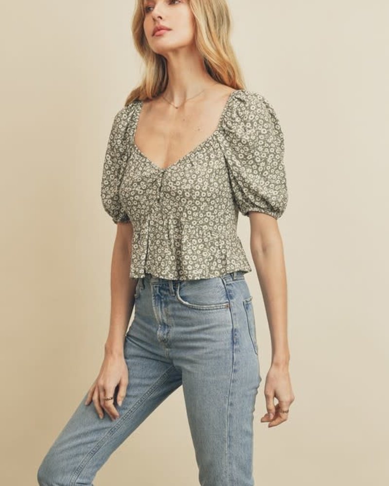 Floral Sweetheart Flared Top