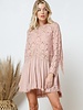 Fringe Sleeve Tunic Midi Dress | Blush
