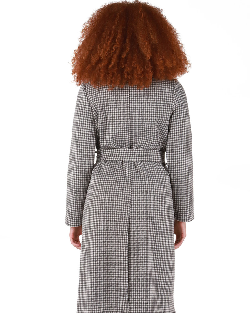 Longline Belted Coat | Checker