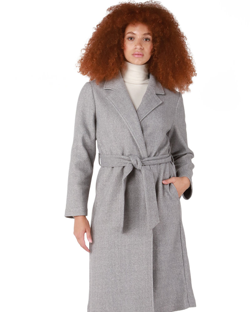 Longline Belted Coat | Grey