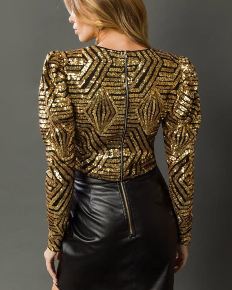 Fabulous Times Sequins Top | Gold
