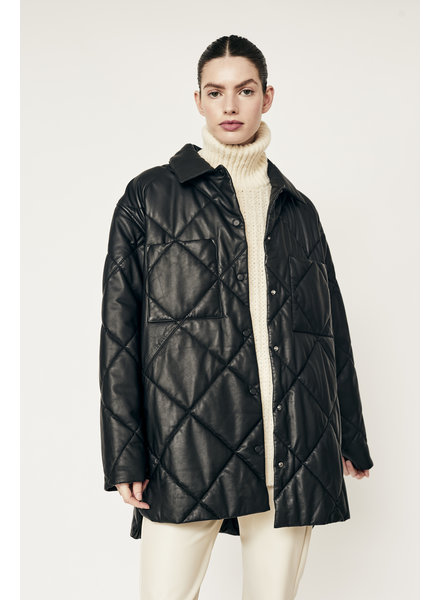 Costanzo Quilted Black Shacket