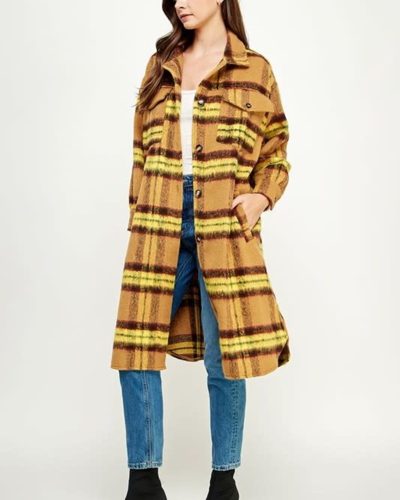 Plaid Checkered Coat Shacket | Taupe