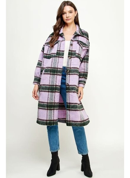 Plaid Checkered Coat Shacket | Lilac