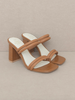 The Angela | Strappy Aligator Block Heel | Brown