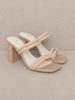 The Angela | Strappy Aligator Block Heel | Nude