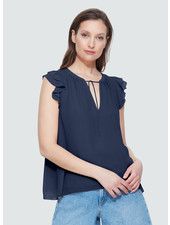 Flounce Sleeve Chiffon Blouse | Midnight