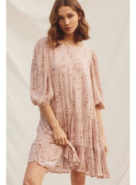 Soft Paisley Bishop Sleeve Swing Dress