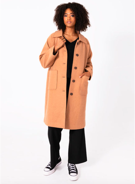 Relaxed Straight Overcoat | Camel