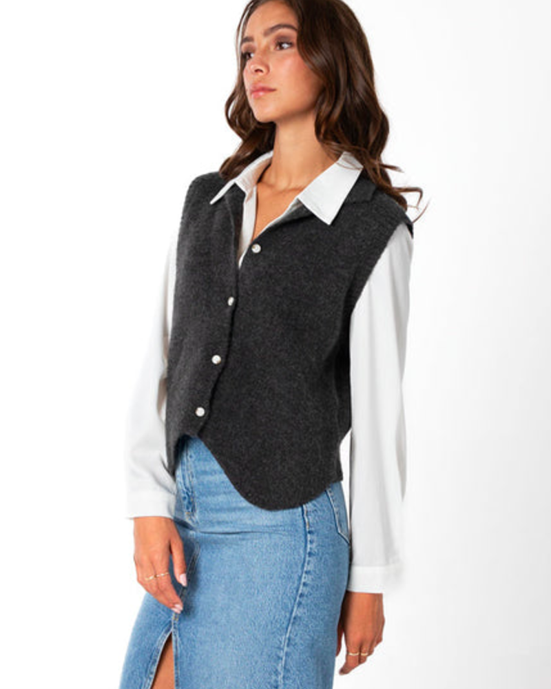 Knit Button Front Vest Sweater