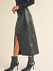 Pleather Slit Front Skirt