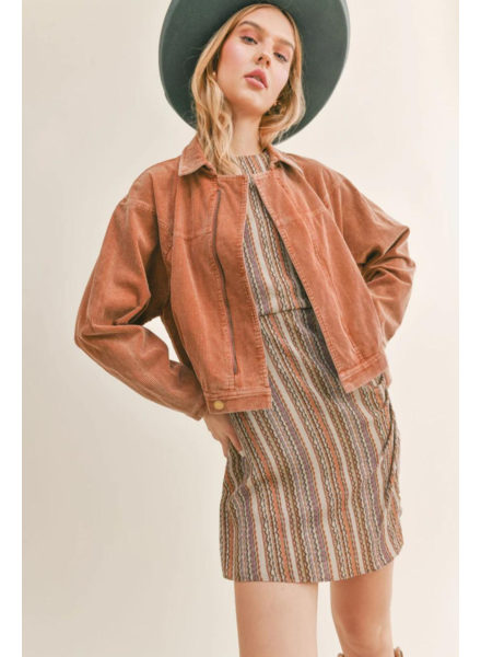 Kahlo Cord Crop Jacket | Rust