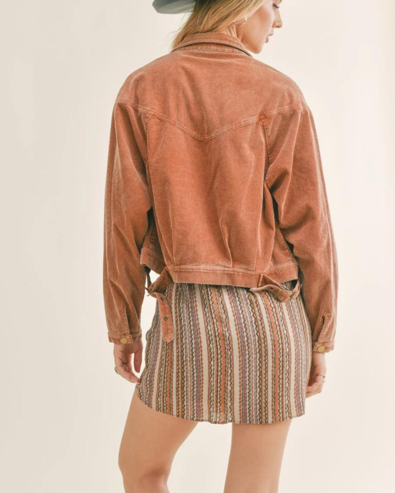 Kahlo Cord Crop Jacket | Rust