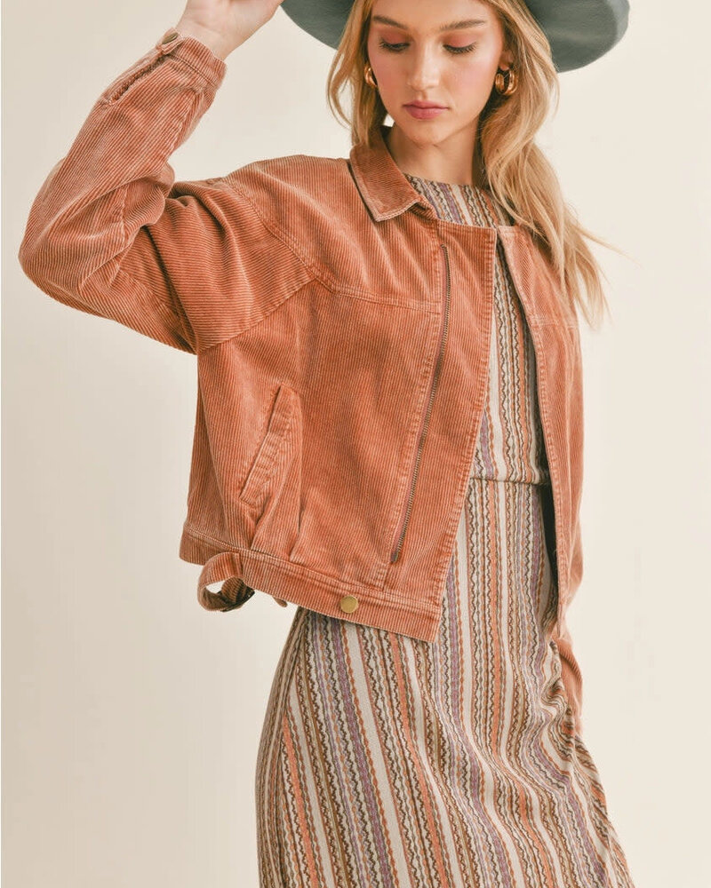 Kahlo Cord Crop Jacket | Rust