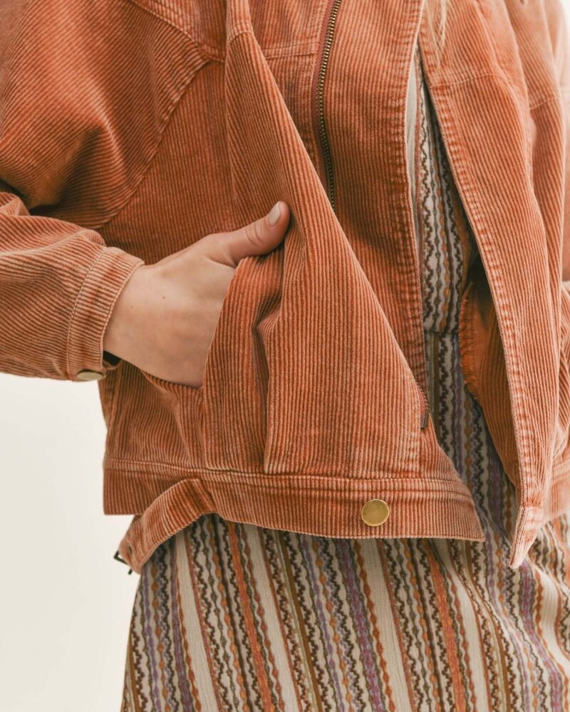 Kahlo Cord Crop Jacket | Rust