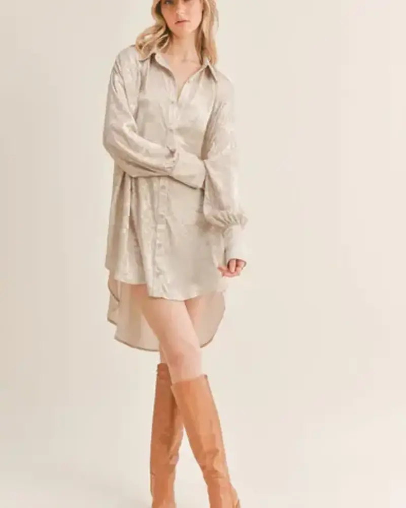 Dominique Oversized Shirt Dress | Champagne