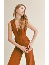 Coffee Date Jumpsuit | Brown