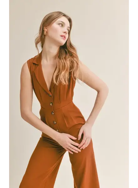 Coffee Date Jumpsuit | Brown