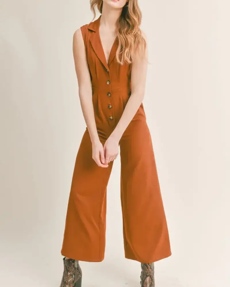 Coffee Date Jumpsuit | Brown