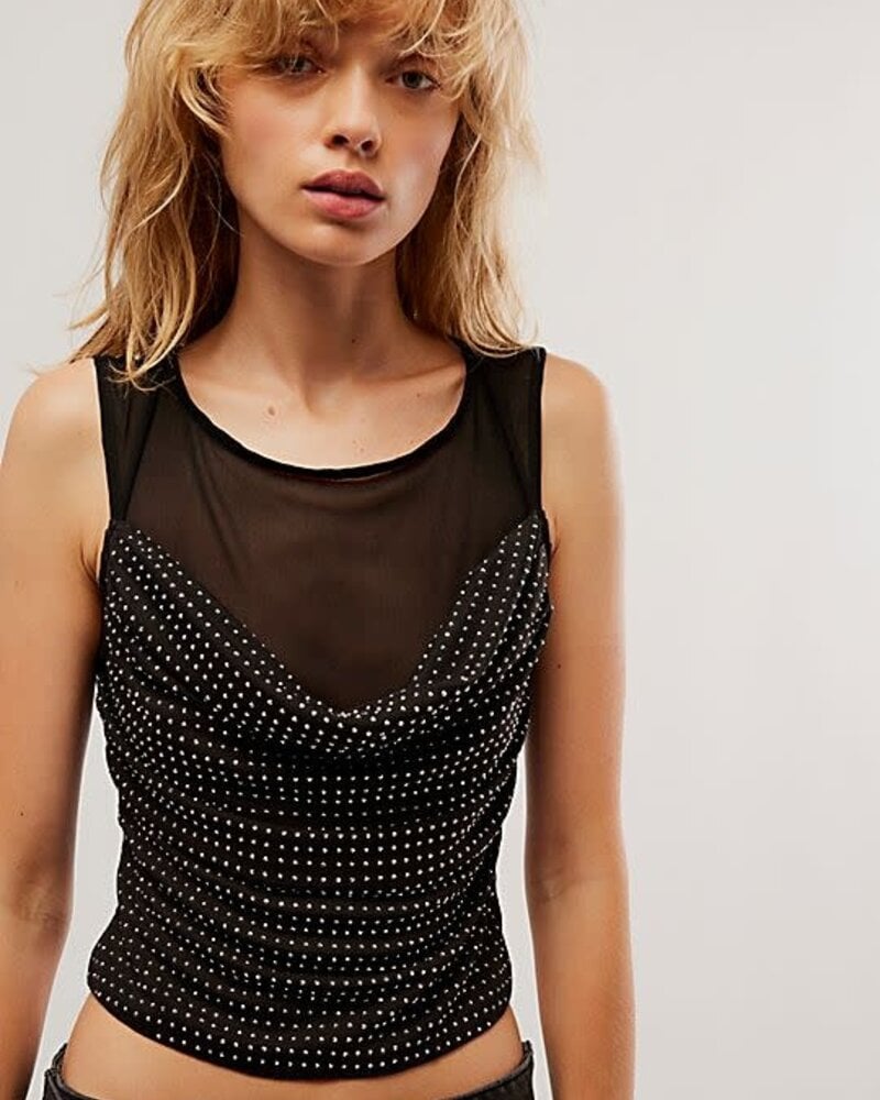 Sleeveless Rose Gold Scoop Neck Bodysuit with Sequins — Styled by