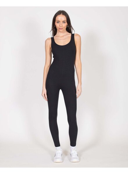 Ribbed Scoop Neck Jumpsuit | Black