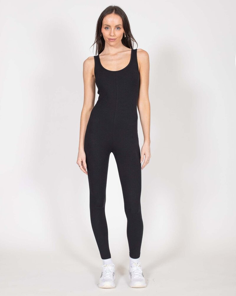 Ribbed Scoop Neck Jumpsuit | Black