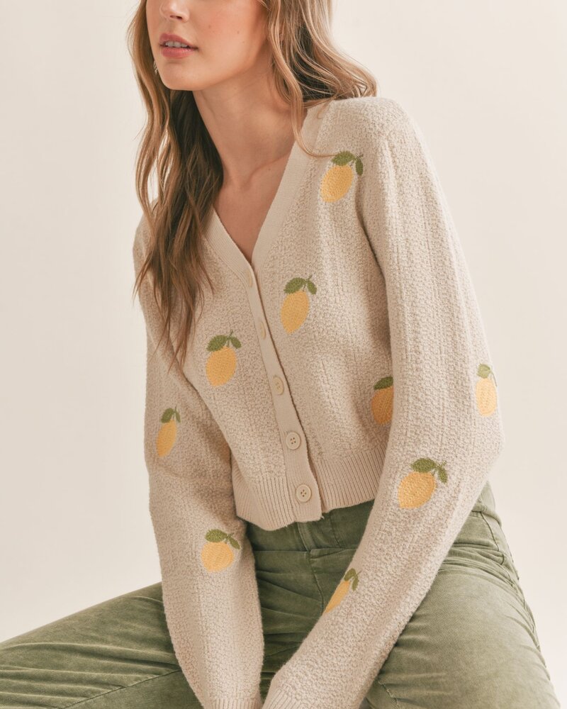 Esme Embroidered Lemon Cardigan